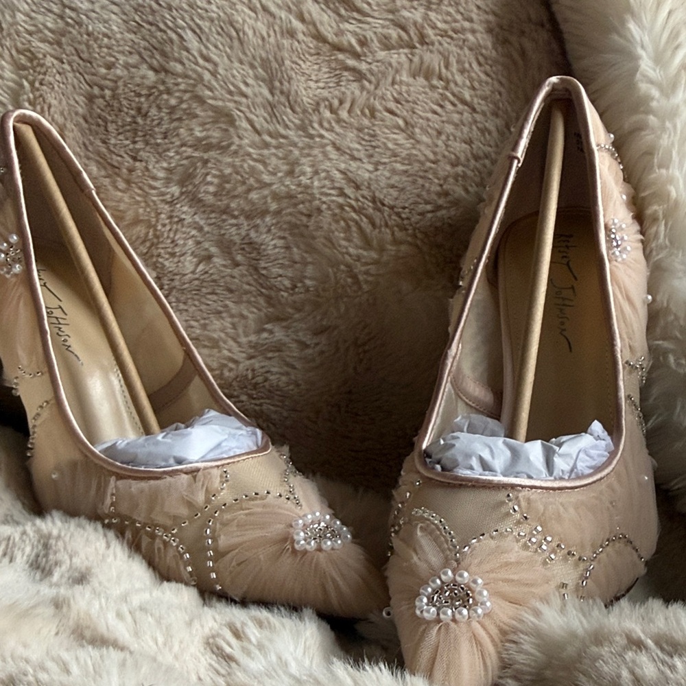 Betsey Johnson Nude Embellished Heels